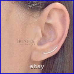 0.22 Ct. Genuine Diamond Long Bar Design Ear Climber Earrings 14K Gold