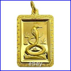 0.44 oz Year of The Snake Gold Bar Pendant. 9999 Fine