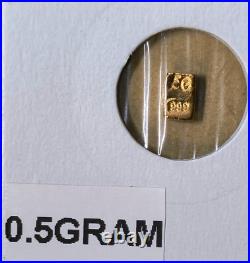 0.5 Gram Solid 24ct Gold Bar 999.9 Fine Bullion Pure Nugget AU (1/2 g) 0.5 Gram Solid 24ct Gold Bar 999.9 Fine Bullion Pure Nugget AU (1/2 g)
