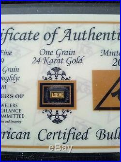 (1000 Pack) 24k Solid Gold Bullion Acb 1grain Bars 9999 Fine + Certificate +