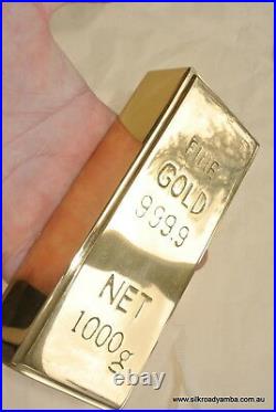 100% BRASS Fake fine GOLD bullion Bar paper weight 6 heavy polished 999.9 B