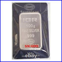100 Gram. 999 Fine Silver Bar 3.215 ozt Istanbul Gold Refinery IGR (Carded)
