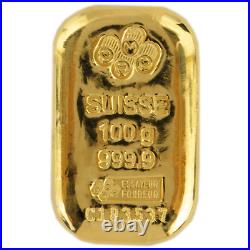 100 Gram Pamp Suisse. 9999 Fine Gold Bar Cast