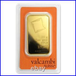 100 Gram Valcambi Suisse. 9999 Fine Gold Bar in Assay