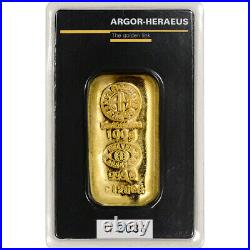 100 gram Gold Bar Argor Heraeus Poured 999.9 Fine in Assay