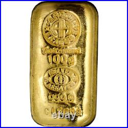 100 gram Gold Bar Argor Heraeus Poured 999.9 Fine in Assay