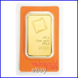 100 gram Gold Bar Valcambi Suisse. 9999 Fine (In Assay)