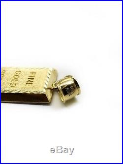 10K Solid Yellow Gold Brick Bar Fine Gold Bar Pendant 1.06 2.7 Gr