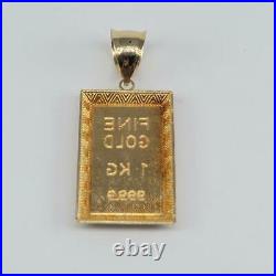 10K Yellow Gold 999.9 Fine Gold Bar Pendant (PBR060011)