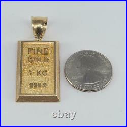 10K Yellow Gold 999.9 Fine Gold Bar Pendant (PBR060011)