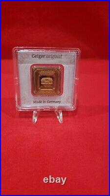10 Gram. 999.9 Fine Geiger Gold Bar Sealed in Assay. Less than $76.00 per gram