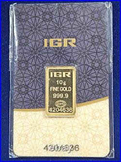 10 Gram 999.9 Fine Gold Bullion Bars IGR Istanbul in Assay 10 g Bar