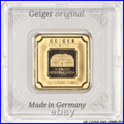 10 Gram 999.9 Fine Gold Geiger Square Bar Sealed in Plastic