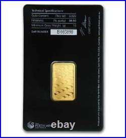 10 Gram Gold Bar Perth Mint. 999 Fine in Assay