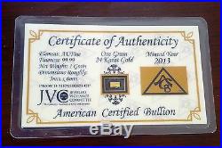(10 Pack) Acb Gold 24k Solid Bullion Minted 1grain Bars 9999 Fine Certificate! $