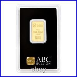 10 gram 999.9 Fine Gold ABC Bullion Minted Tablet Ingot Bar Sealed & Certified