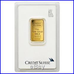 10 gram Credit Suisse Statue of Liberty Gold Bar. 9999 Fine (In Assay)