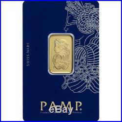 10 gram Gold Bar PAMP Suisse Fortuna 999.9 Fine in Assay Five 5 Bars