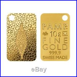 10 gram Gold Bar PAMP Suisse Stingray Skin. 9999 Fine (In Assay)