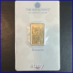 10 gram Gold Bar Royal Mint Britannia 999.9 Fine in Assay