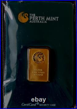10 gram Gold Bar The Perth Mint 99.99% fine sealed in Essay