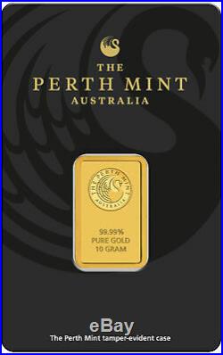 10 gram Perth Mint Gold Bar. 9999 Fine in Assay New design updated in 2018