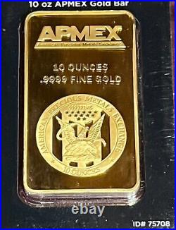 10 ounce APMEX Gold Slab in sealed plastic wrapping