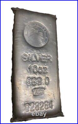 10 oz. 999 Fine Silver Bar Emirates Gold RARE-Collectable Bar COA Shrink Wrap