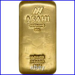 10 oz Gold Bar Asahi Refining USA Cast. 9999 Fine