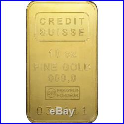 10 oz. Gold Bar Credit Suisse 999.9 Fine Sealed with Assay