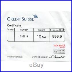 10 oz. Gold Bar Credit Suisse 999.9 Fine Sealed with Assay