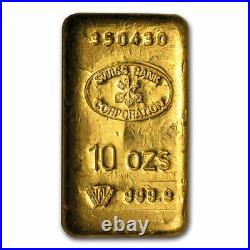 10 oz Gold Bar Swiss Bank Corporation- 999.9 Fine