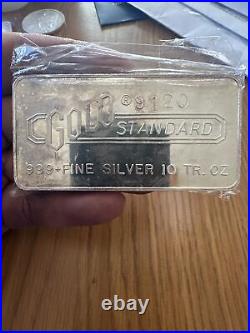 10 oz Gold Standard Silver Vintage Bar. 999+ Fine Has A Little Coloring See Pics
