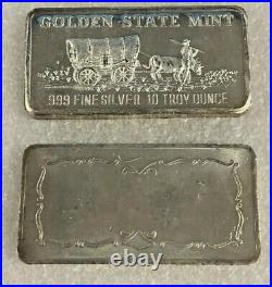 10 oz. Golden State Mint. 999 fine silver bar