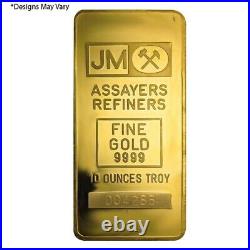 10 oz Johnson Matthey Pressed Vintage Gold Bar. 9999 Fine