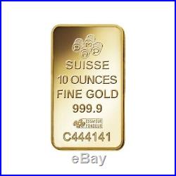 10 oz PAMP Suisse Lady Fortuna Gold Bar. 9999 Fine (In Assay)