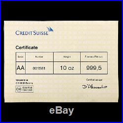 10 oz Platinum Bar Credit Suisse (. 9995 Fine, withAssay) SKU #88221