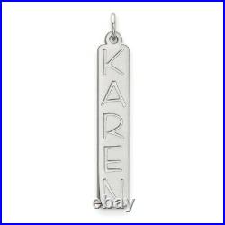 10k White Gold Large Vertical Personalized Bar Charm Necklace Pendant Fine
