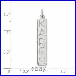 10k White Gold Large Vertical Personalized Bar Charm Necklace Pendant Fine