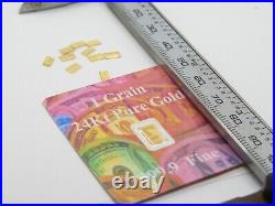 11 small bars of 1 GRAIN 24K Gold SOLID BULLI0N MINTED BAR. 900 FINE
