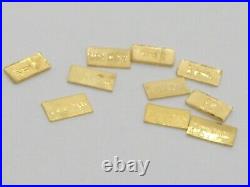 11 small bars of 1 GRAIN 24K Gold SOLID BULLI0N MINTED BAR. 900 FINE