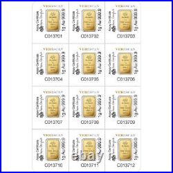 12x1 gram Gold Bar PAMP Suisse Fortuna Multigram 999.9 Fine