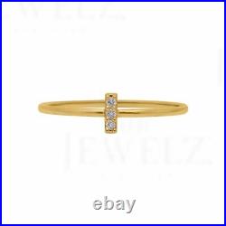 14K Gold 0.03 Ct. Genuine Diamond 5 mm Bar Fine Ring Size 3 to 8 US