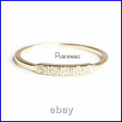 14K Gold 0.05 Ct. Diamond Bar Design Ring Fine Jewelry Size -3 to 8 US