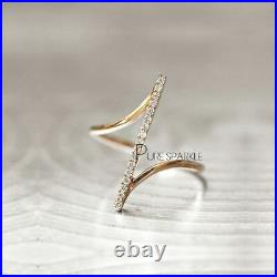 14K Gold 0.09 Ct. Diamond Bar Ring Fine Ring Jewelry Size -3 to 8 US