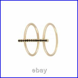 14K Gold 0.12 Ct. Genuine Black Diamond Bar Double Shank Ring Fine Jewelry