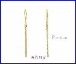 14K Gold 0.21 Ct. Diamond Bar Dangle Hook Earrings Fine Jewelry