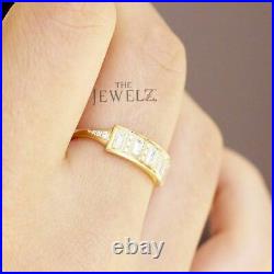 14K Gold 0.50 Ct. Genuine Round-Baguette Diamond Bar Ring Fine Jewelry