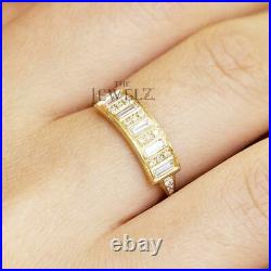 14K Gold 0.50 Ct. Genuine Round-Baguette Diamond Bar Ring Fine Jewelry