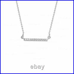 14K Gold Pave Genuine Diamond Women Bar Charm Pendant Everyday Fine Necklace